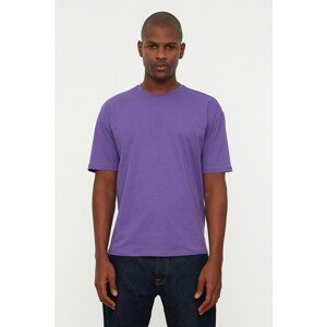 Trendyol Purple Men's Basic 100% Cotton Relaxed Fit Crew Neck Short Sleeved T-Shirt