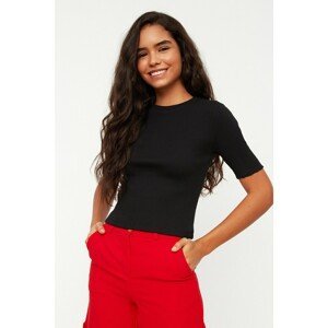 Trendyol Black Half Sleeve Fitted Knitted Blouse