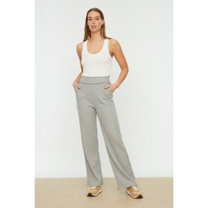 Trendyol Stone Wide Leg Waffle Fabric Knitted Trousers