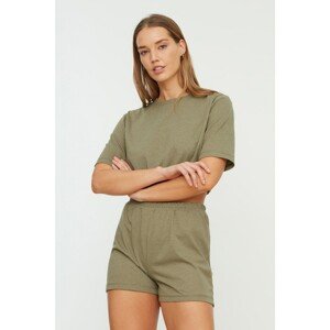 Trendyol Green Recycle Crop Knitted Bottom-Top Set