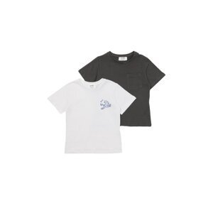 Trendyol Anthracite-Multi-Color 2-Pack Pocket-Basic Boy Knitted T-Shirt