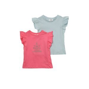 Trendyol Multi Colored 2-Pack Printed Sleeve Detailed Girl Knitted T-Shirt