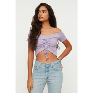 Trendyol Lilac Pleated Knitted Blouse