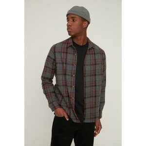 Trendyol Gray Men's Regular Fit Plaid Lumberjack Shirt