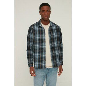 Trendyol Blue Men Regular Fit Plaid Lumberjack Shirt