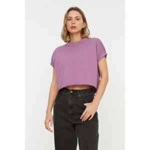 Trendyol Purple Crop Knitted T-Shirt