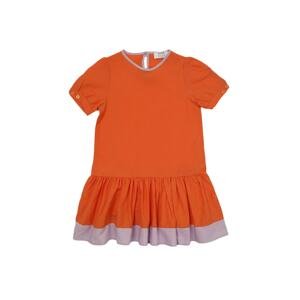 Trendyol Orange Color Block Girl Knitted Dress