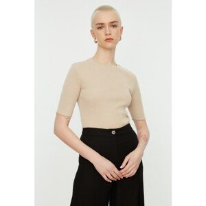 Trendyol Mink Half Sleeve Fitted Knitted Blouse