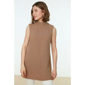 Trendyol Mink Stand Collar Sleeveless Basic Woven Tunic