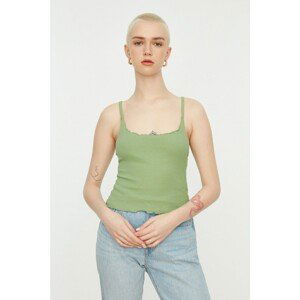 Trendyol Mint Strap Corduroy Crop Knitted Singlet