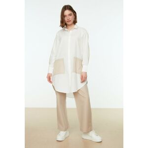 Trendyol White Color Block Pocket Detailed Woven Shirt