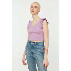 Trendyol Lilac Corduroy Fitted Knitted Blouse