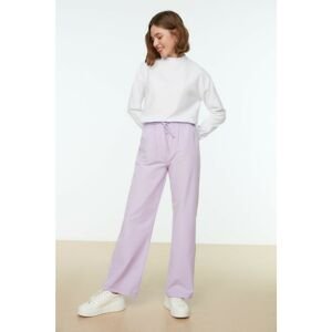Trendyol Lilac Elastic Waist Wide Leg Woven Trousers