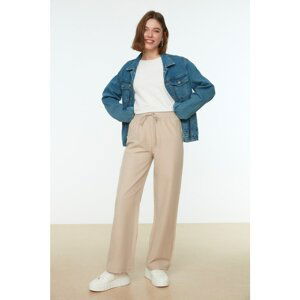 Trendyol Stone Waist Elastic Wide Leg Woven Trousers