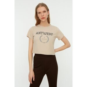 Trendyol Stone Crop Printed Knitted T-Shirt