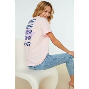 Trendyol Pink Boyfriend Back Printed Sports T-Shirt