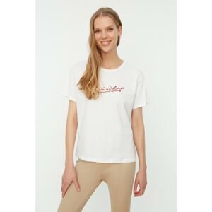 Trendyol White Printed Semifitted Knitted T-Shirt
