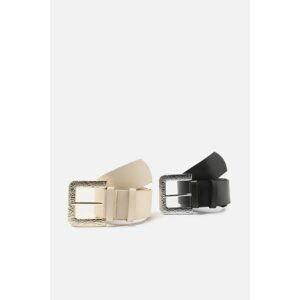 Trendyol Black-Beige 2-Pack Women's Belt