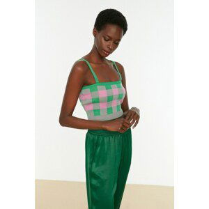 Trendyol Green Plaid Detailed Knitwear Blouse