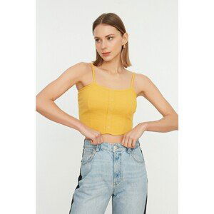 Trendyol Yellow Snap Snap Crop Ribbed Knitted Singlet