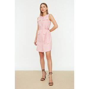 Trendyol Pink Belted Woven Shirt Woven Dress