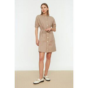 Trendyol Mink Tie Detailed Shirt Dress