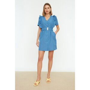 Trendyol Indigo Belted Flounce Dress