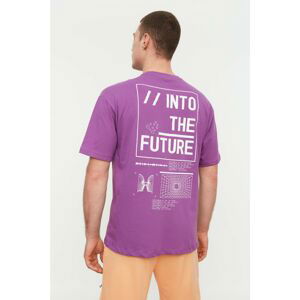 Trendyol Purple Men's Relaxed Fit Printed T-Shirt
