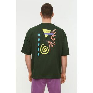 Trendyol Men's Oversize/Wide-Fit Crew Neck Short Sleeve Art Print 100% Cotton T-Shirt.