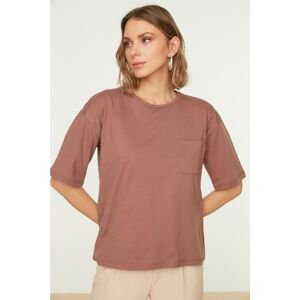 Trendyol Brown Pocket Detailed Loose Knitted T-Shirt