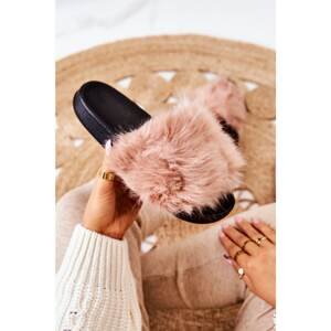 Slippers with fur Rubber dirty pink Pollie