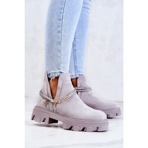 Suede Strapless Worker Boots Grey Moriah
