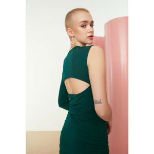 Trendyol Emerald Green One-Shoulder Knitted Dress