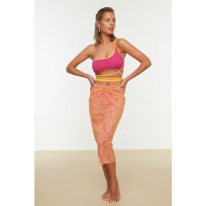 Trendyol Orange Patterned Pleated Tulle Skirt