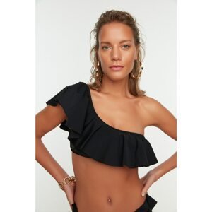 Trendyol Black Frill Detailed One Shoulder Bikini Top