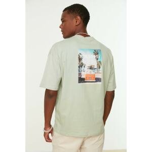 Trendyol Mint Men's Short Sleeve Printed Oversize T-Shirt