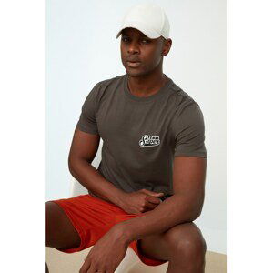 Trendyol Gray Men's Slim Fit Crew Neck Short Sleeve Printed T-Shirt