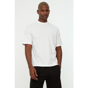 Trendyol White Men's Relaxed Fit Crew Neck Back Printed T-Shirt