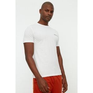 Trendyol White Men's Slim Fit 100% Cotton Crew Neck Short Sleeve Printed T-Shirt
