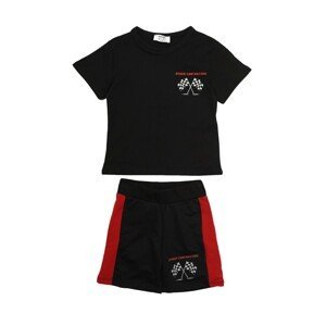 Trendyol Black Stripe Detailed Printed Boy Knitted Top-Top Set