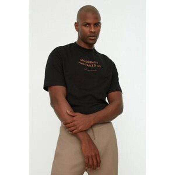 Trendyol Black Men's Relaxed Fit Crew Neck Short Sleeved T-Shirt