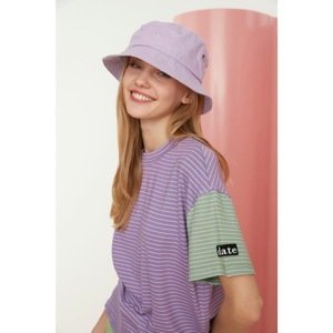 Trendyol Lilac Striped Loose Knitted T-Shirt