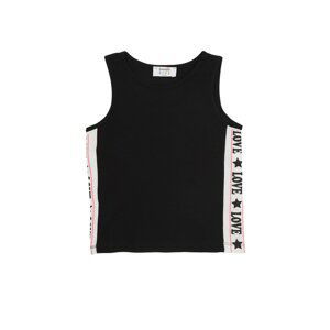 Trendyol Black Slogan Printed Crew Neck Girl Knitted Singlet