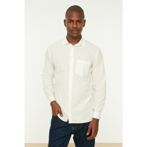 Trendyol White Men Regular Fit Shirt Collar Single Pocket Shirt