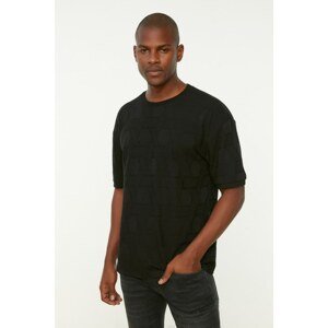 Trendyol Black Men's Relaxed Fit Crew Neck Short Sleeve Jacquard T-Shirt