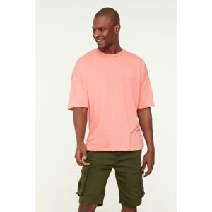 Trendyol Salmon Men's Basic Crew Neck Oversize/Wide Cut Short Sleeve T-Shirt