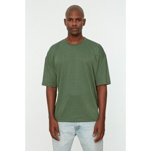 Trendyol Dark Green Men's Basic Crew Neck Oversized/Wide Cut, Short Sleeved T-Shirt