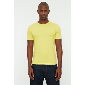 Trendyol Yellow Men's Basic Slim Fit Crew Neck Short Sleeved T-Shirt