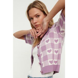 Trendyol Lilac Jacquard Knitwear Cardigan