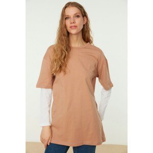 Trendyol Beige Sleeve Detailed Knitted Tunic